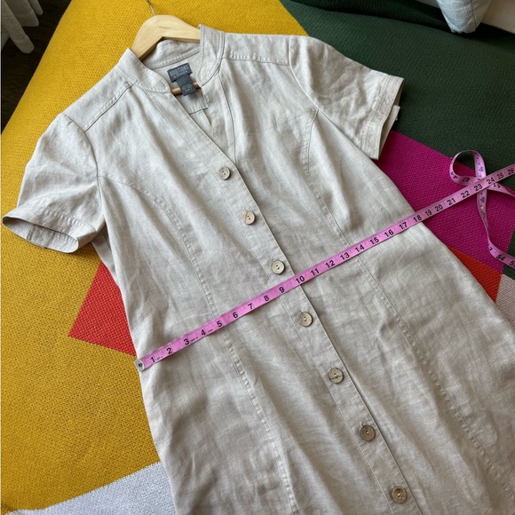 Chico's Khaki Linen Button Down Shirt Dress - Picture 9 of 11